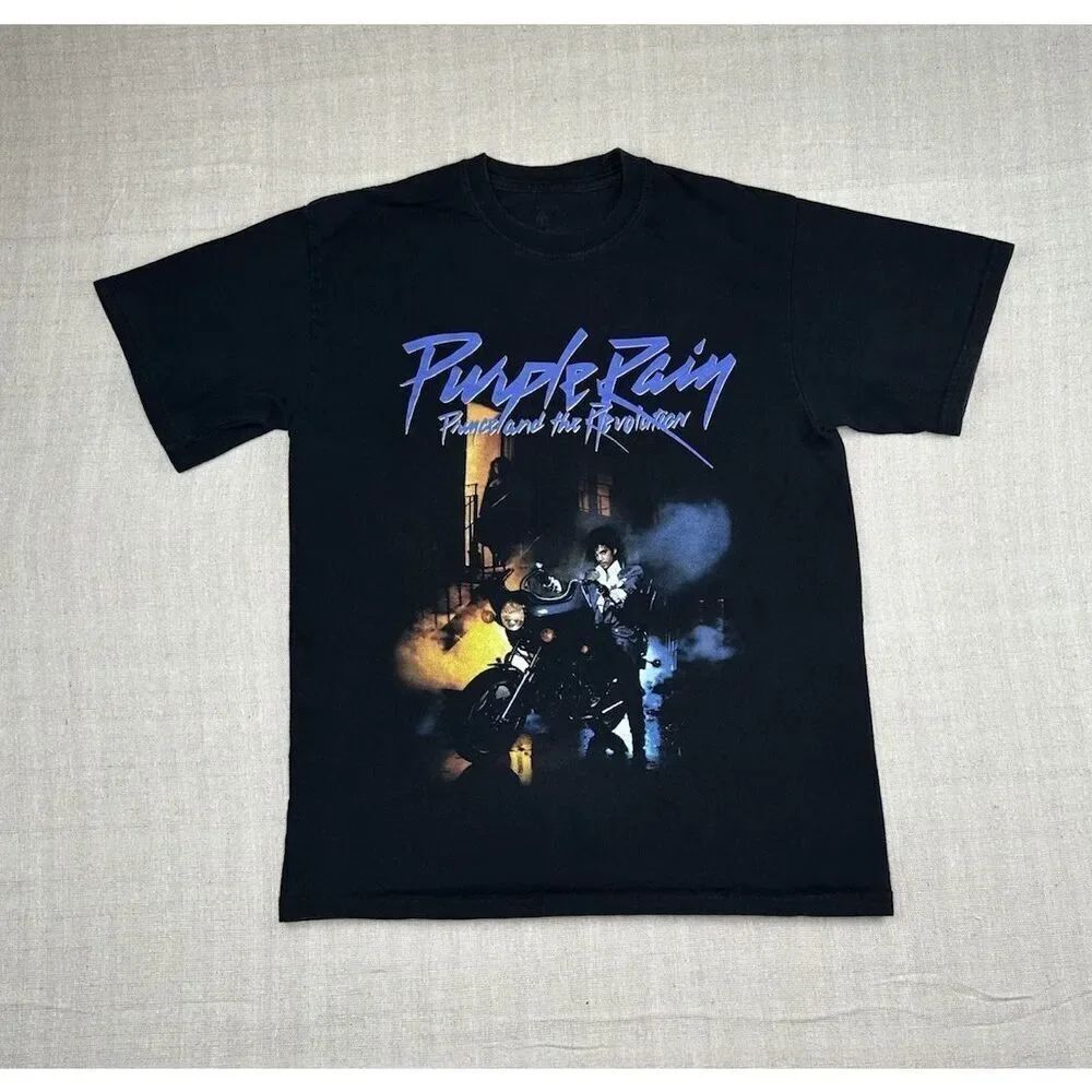 Purple Rain Prince Authentic Graphic T-Shirt Adult Medium Black Short Sleeve